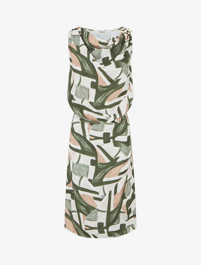 Robe droite à taille élastiquée - Kaki - 1