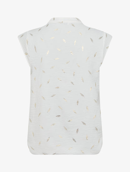 Top élastiqué à imprimé plumes irisées - Blanc - 2