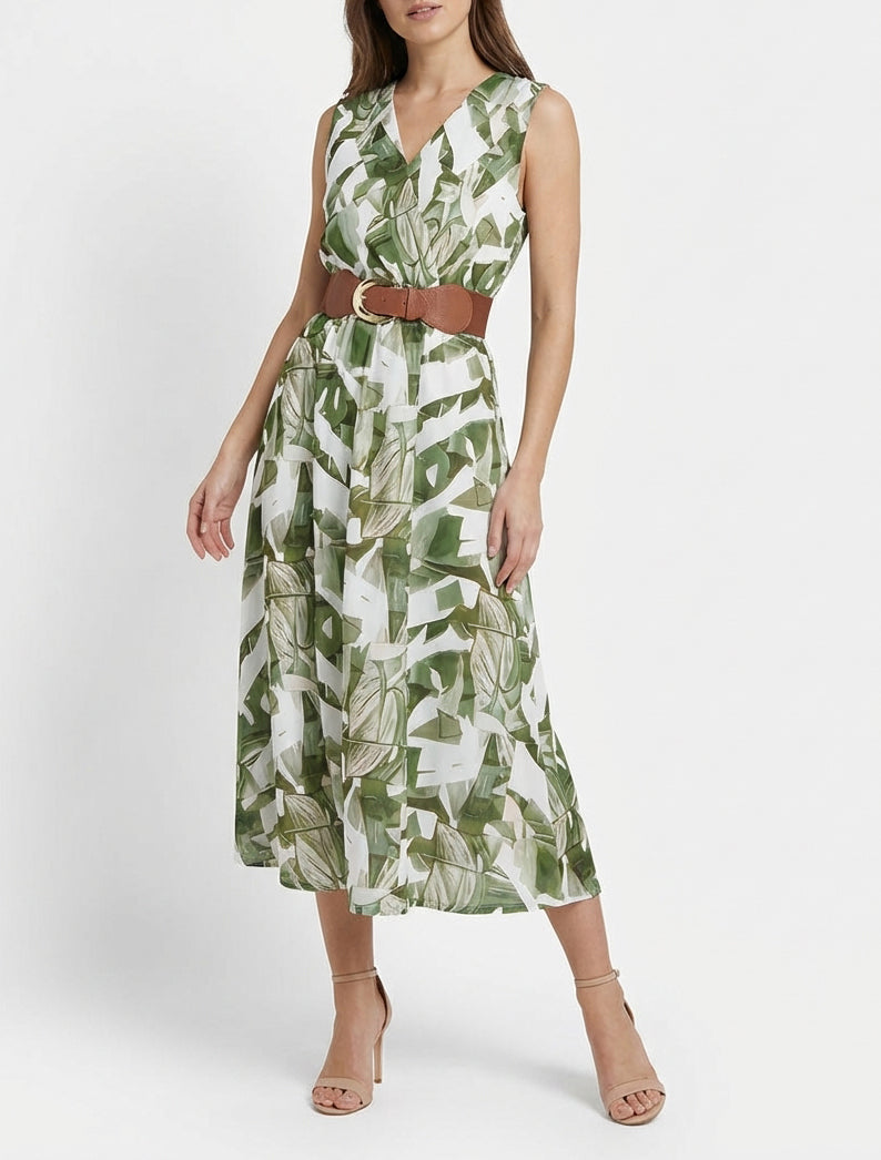 Robe fluide col cache-cœur - Kaki