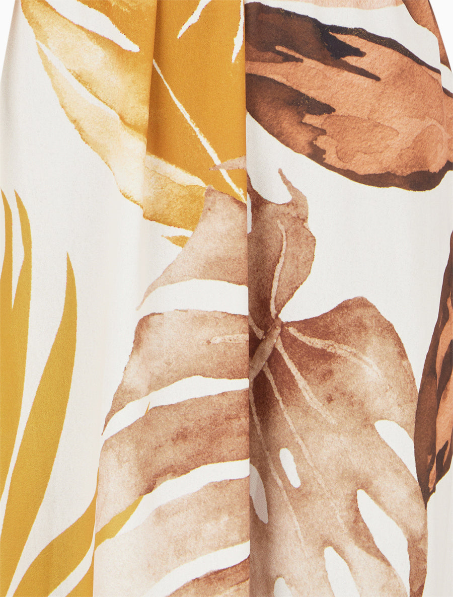 Robe sans manches imprimé feuillage - Jaune moutarde - 3