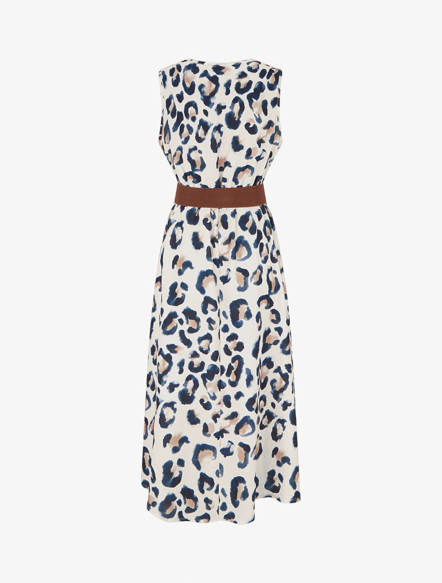 Robe sans manches imprimé léopard - Marine - 2