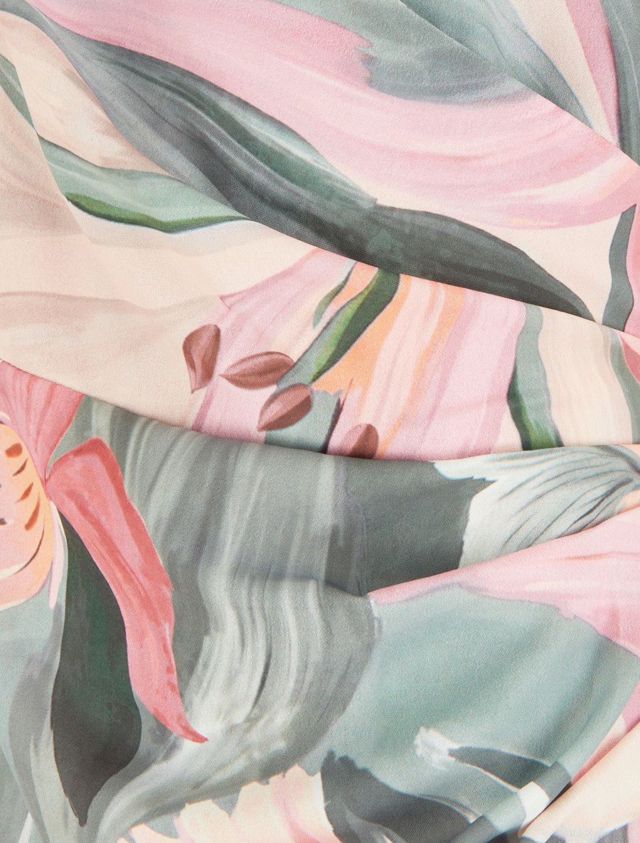 Robe style portefeuille sans manches imprimé fleurs de lys - Kaki - 3