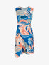 Robe style portefeuille sans manches imprimé fleurs de lys - Bleu foncé - 1