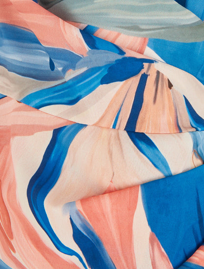 Robe style portefeuille sans manches imprimé fleurs de lys - Bleu foncé - 3