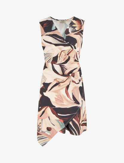 Robe style portefeuille sans manches imprimé fleurs de lys - Noir - 1