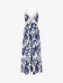 Robe fleurie à empiècement broderie - Marine - 1