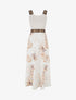 Robe imprimé feuillage à bretelles stylisées - Beige - 1