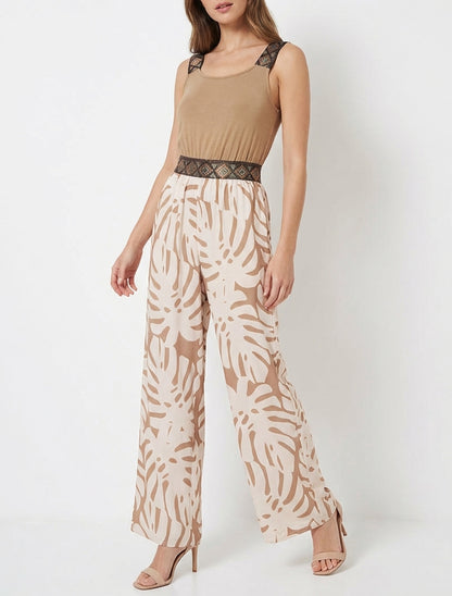 Combinaison fluide bretelles fantaisie - Camel