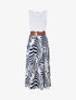 Robe longue sans manches imprimé feuilles - Marine - 1