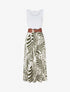 Robe longue sans manches imprimé feuilles - Kaki - 1