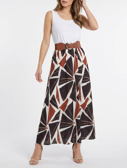 Robe longue évasée ceinturée - Noir