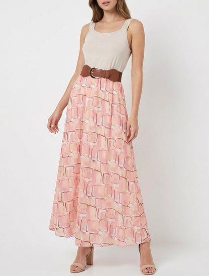 Robe longue taille élastiquée - Rose saumon