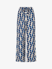 Pantalon élastiqué à imprimé graphique - Marine - 1