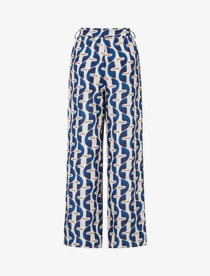 Pantalon élastiqué à imprimé graphique - Marine - 2