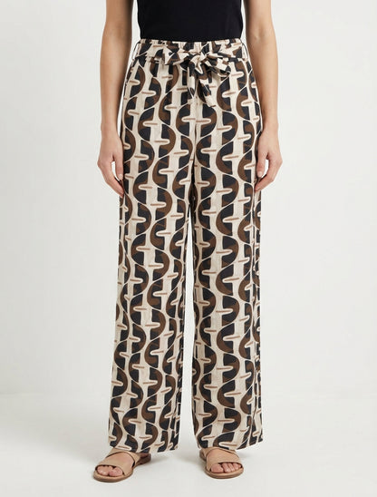 Pantalon fluide taille haute à nouer - Noir