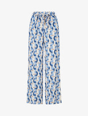 Pantalon élastiqué à imprimé graphique - Bleu ciel - 1