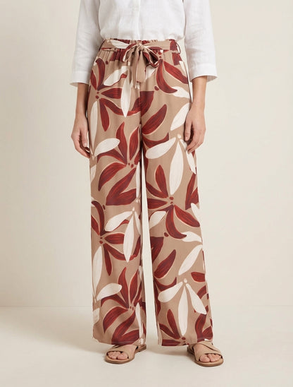 Pantalon fluide à taille haute - Camel