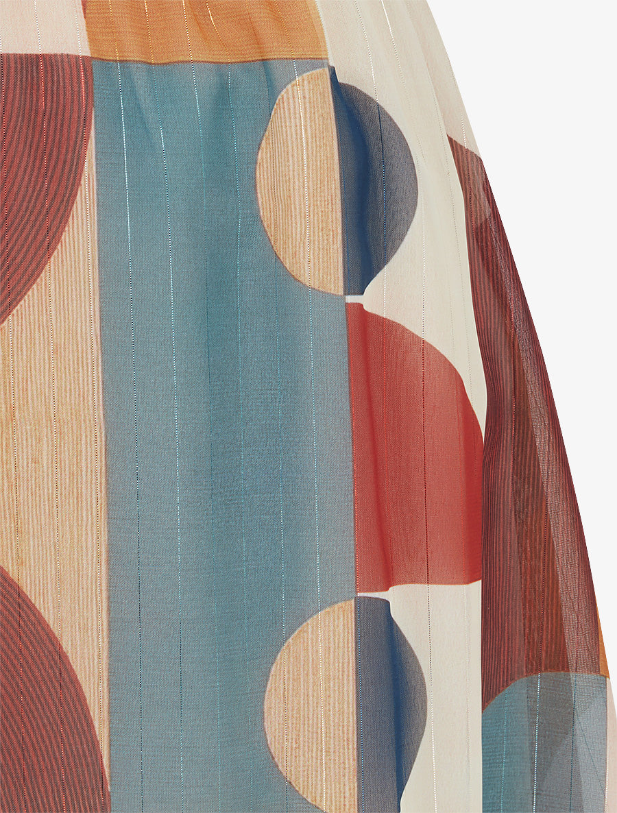 Jupe longue imprimé abstrait - Bleu canard - 3