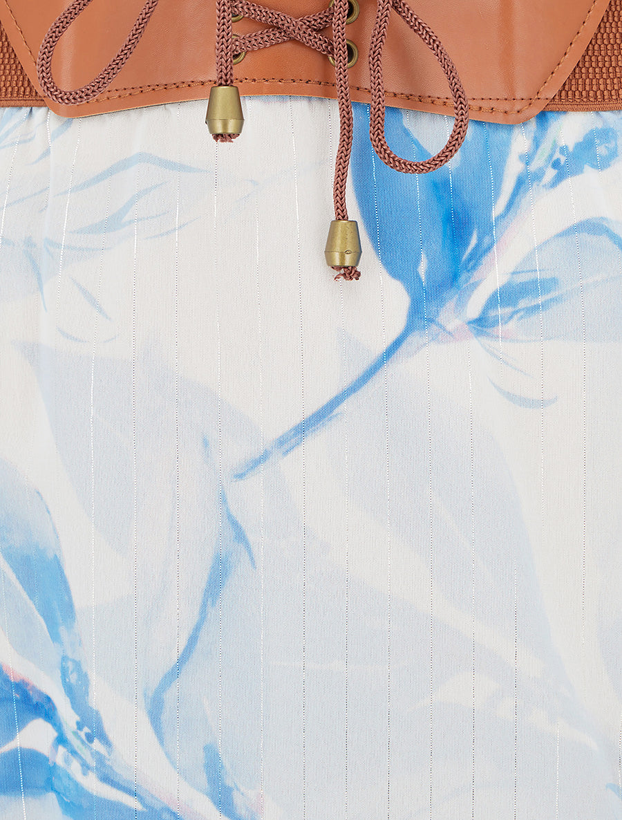 Jupe longue imprimé floral - Bleu ciel - 3