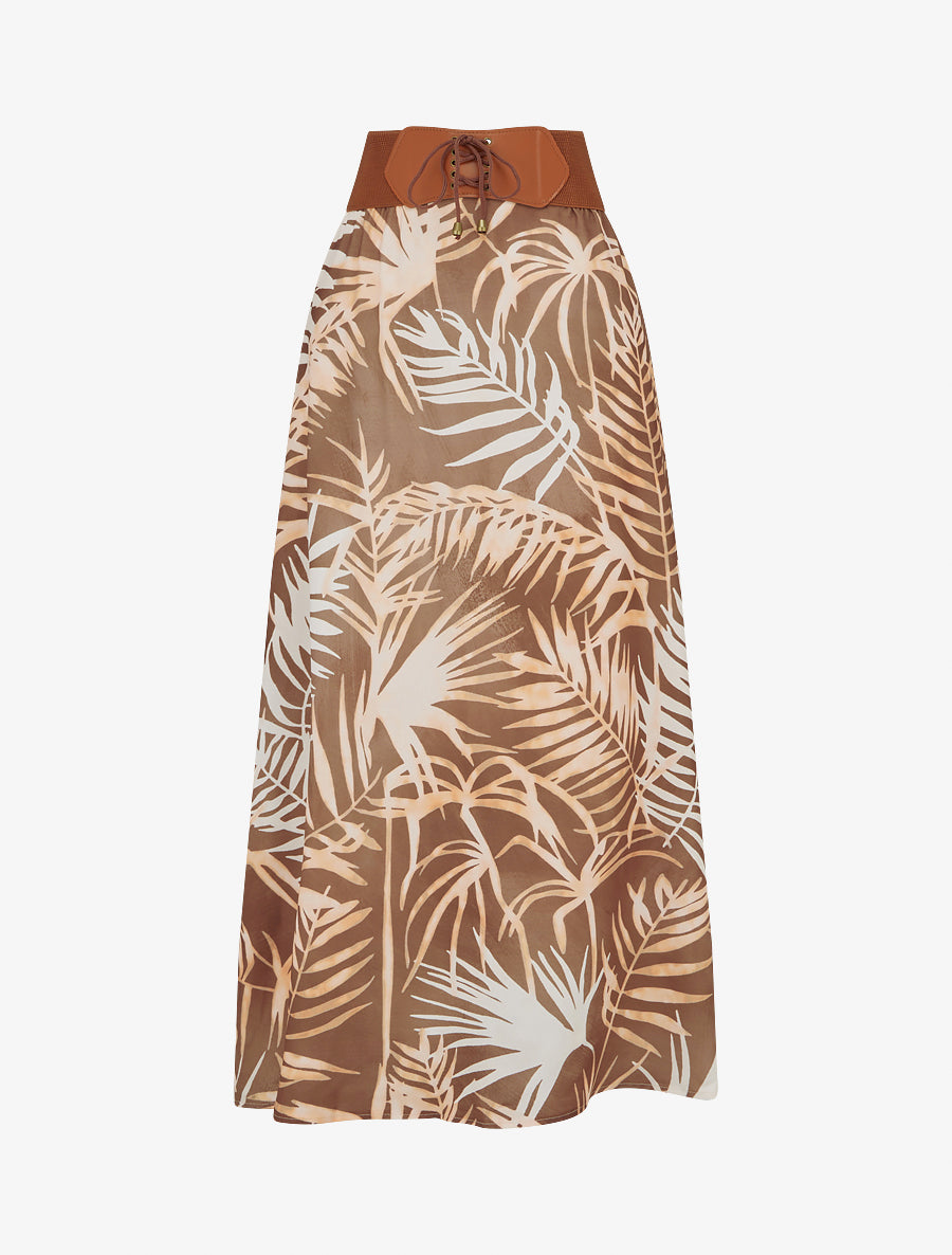 Jupe Imprimée Fleurs Marron Prune AUTRE TON - Taille 38 - Coton - Neuf Avec étiquettes