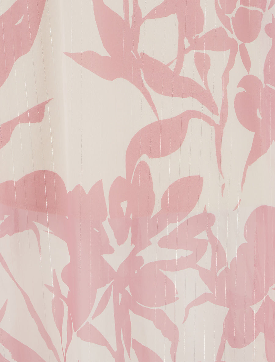 Jupe longue imprimé floral à rayures irisées - Rose - 3