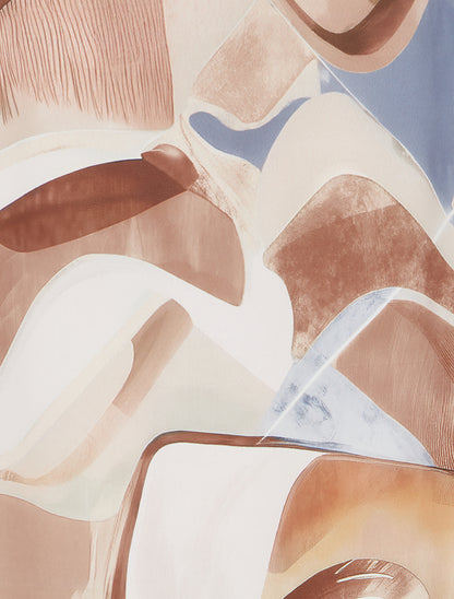 Jupe longue imprimé abstrait à taille fantaisie - Beige foncé - 3