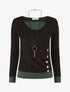 Pull fin effet superposé - Noir/vert sapin - 5