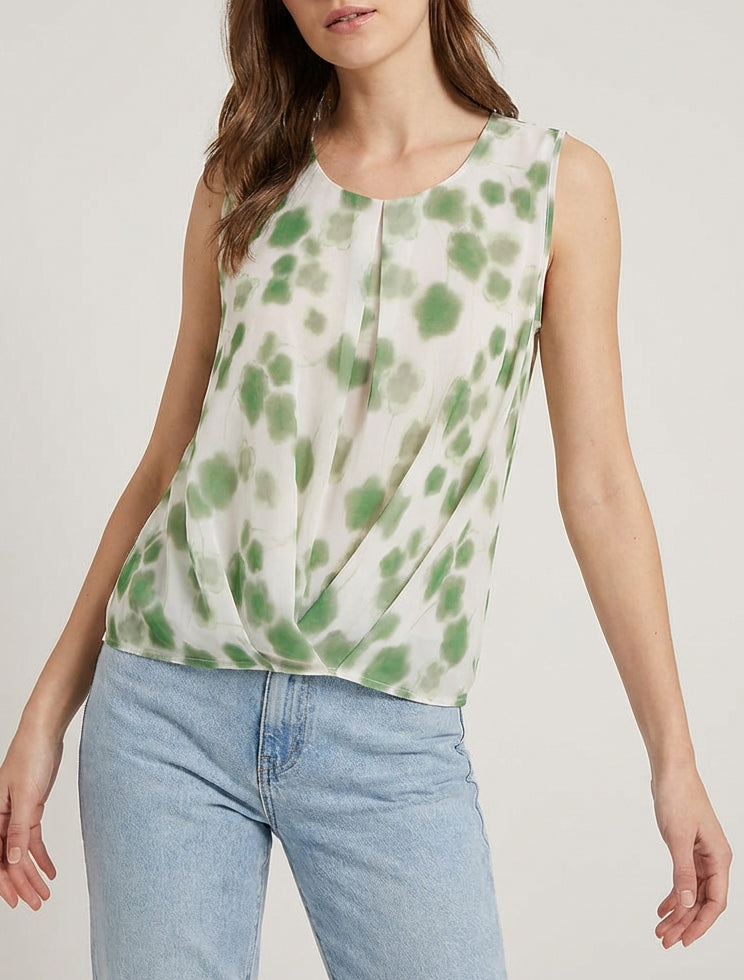 Top en voile col rond sans manches - Vert