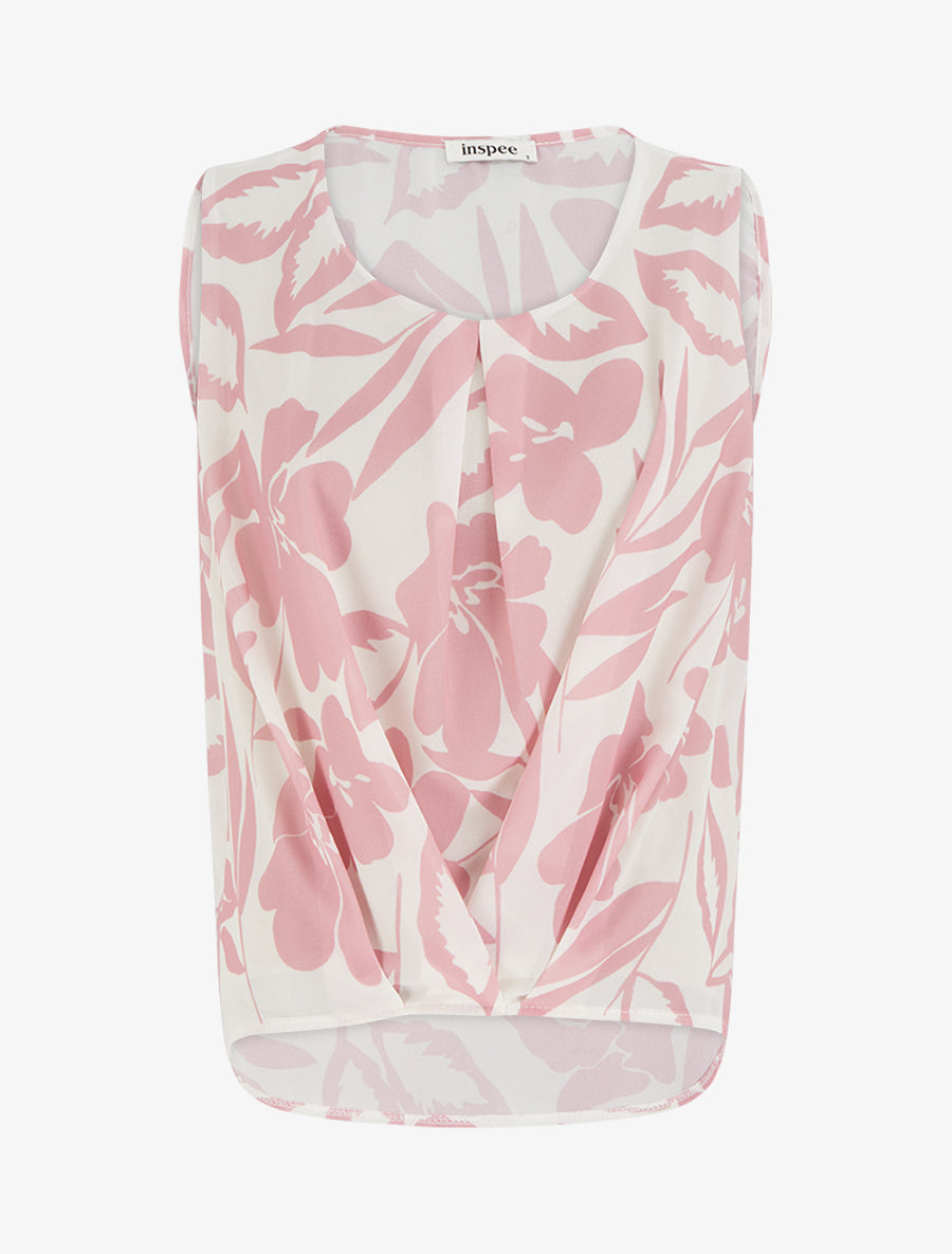 Top en voile imprimé floral - Rose - 1