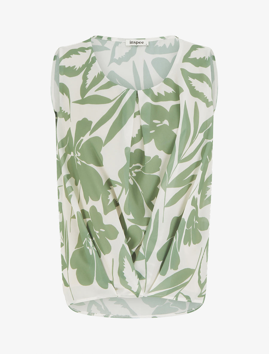 Top en voile imprimé floral - Kaki - 1