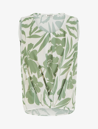 Top en voile imprimé floral - Kaki - 1