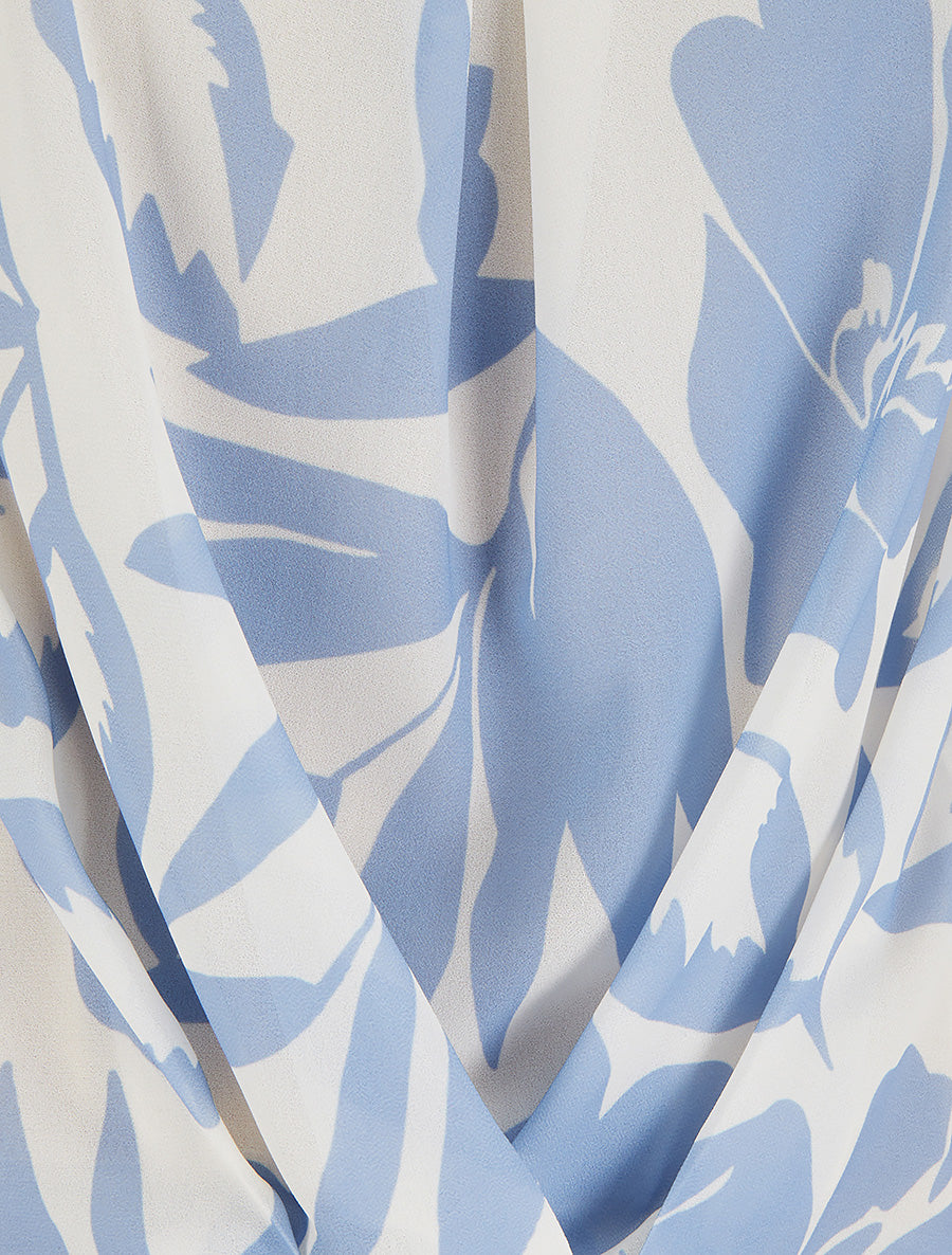 Top en voile imprimé floral - Bleu ciel - 3