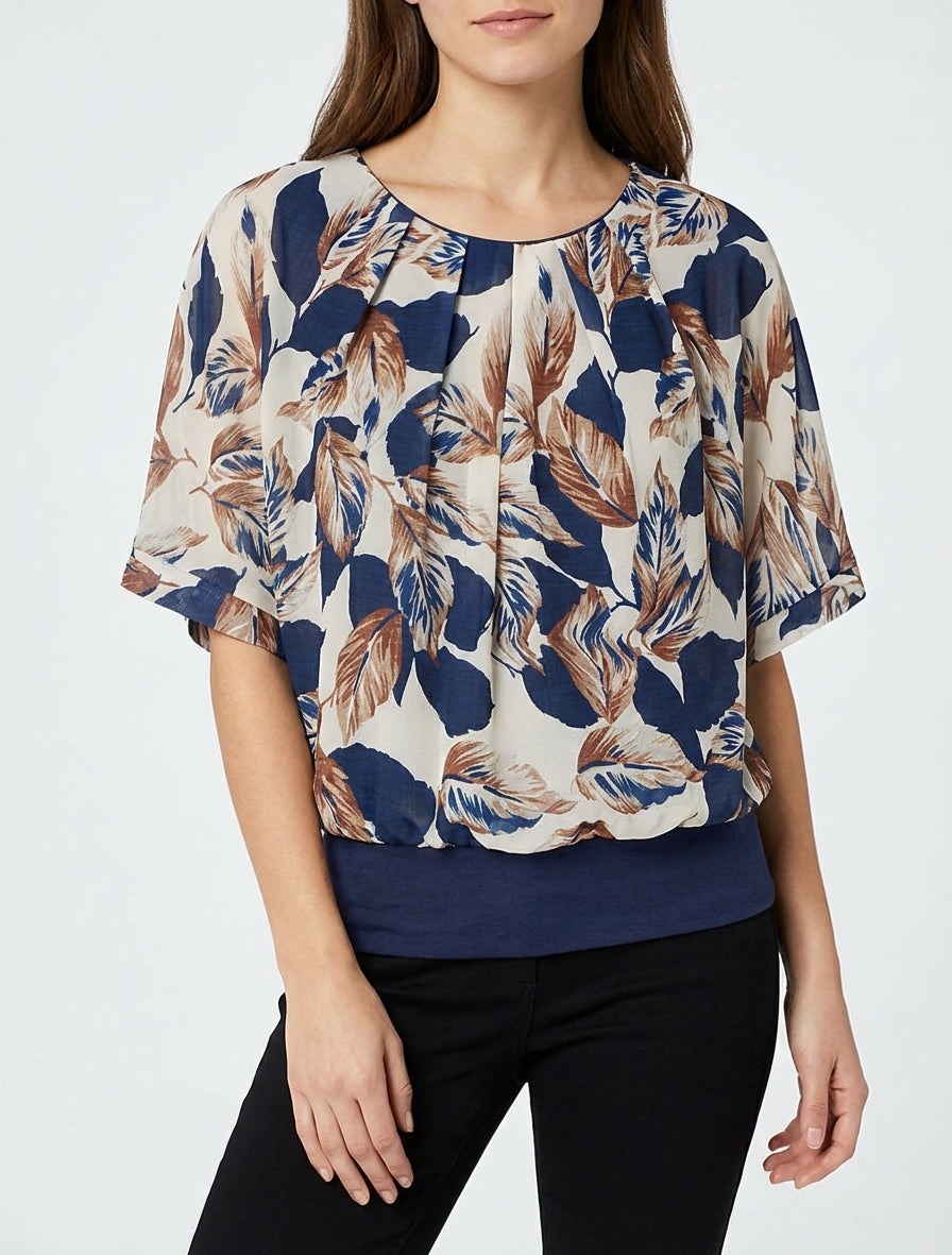 Top fluide manches chauve-souris - Marine
