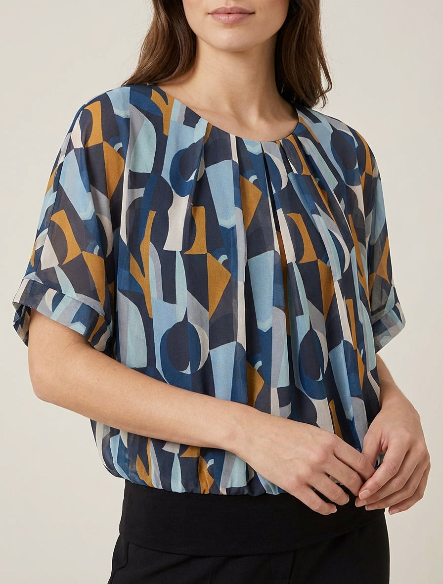 Top fluide manches chauve-souris - Bleu