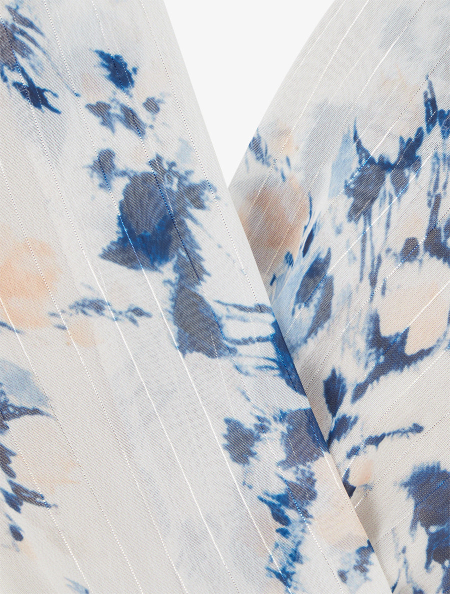 Robe imprimé fleuri à rayures irisés - Marine - 3