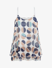 Caraco imprimé demi-cercles à rayures irisées - Marine - 1