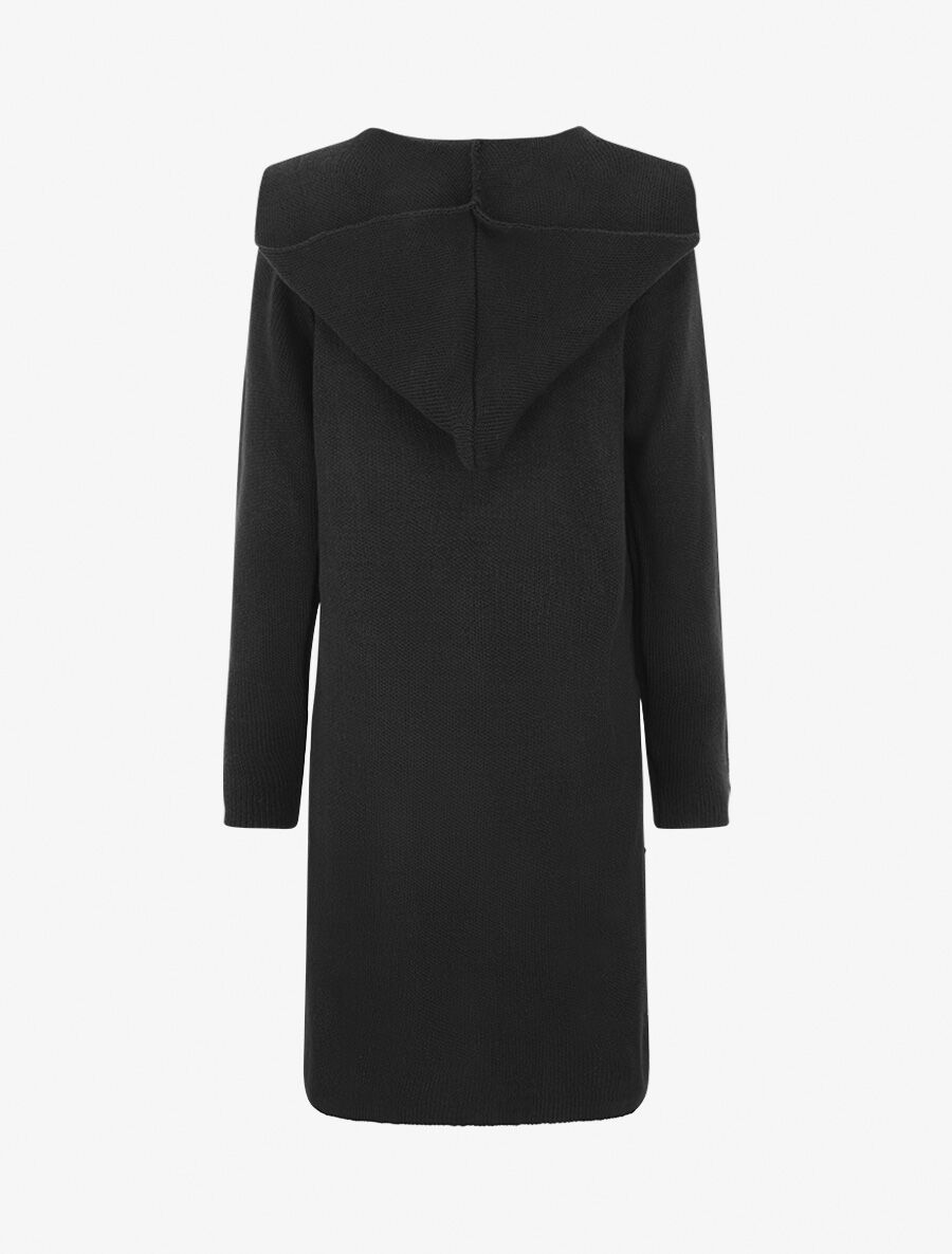 Gilet ouvert uni à poches plaquées - Noir - 2