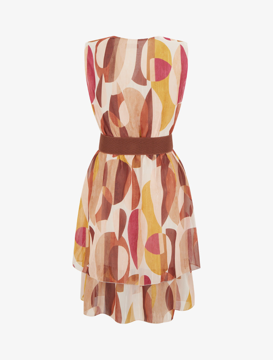 Robe patineuse sans manches imprimé fantaisie - Marron - 2