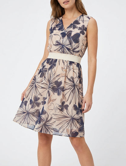 Robe patineuse col cache-cœur - Marine
