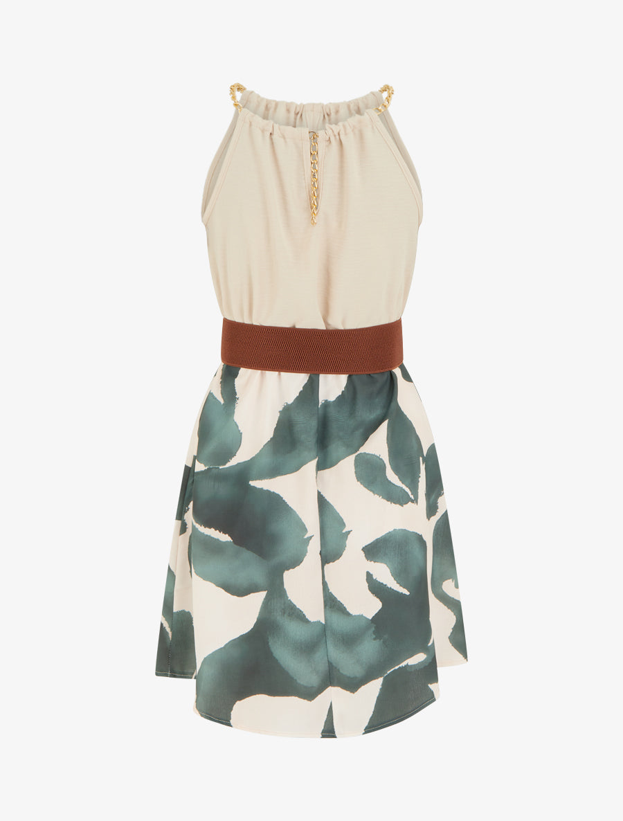 Robe à bretelles chaînes imprimé graphique - Vert foncé - 2