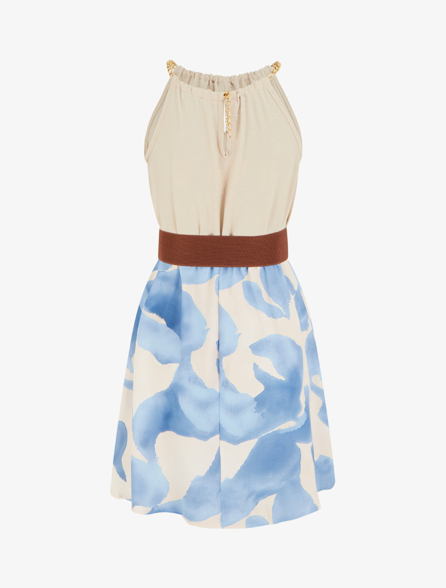 Robe à bretelles chaînes imprimé graphique - Bleu ciel - 2