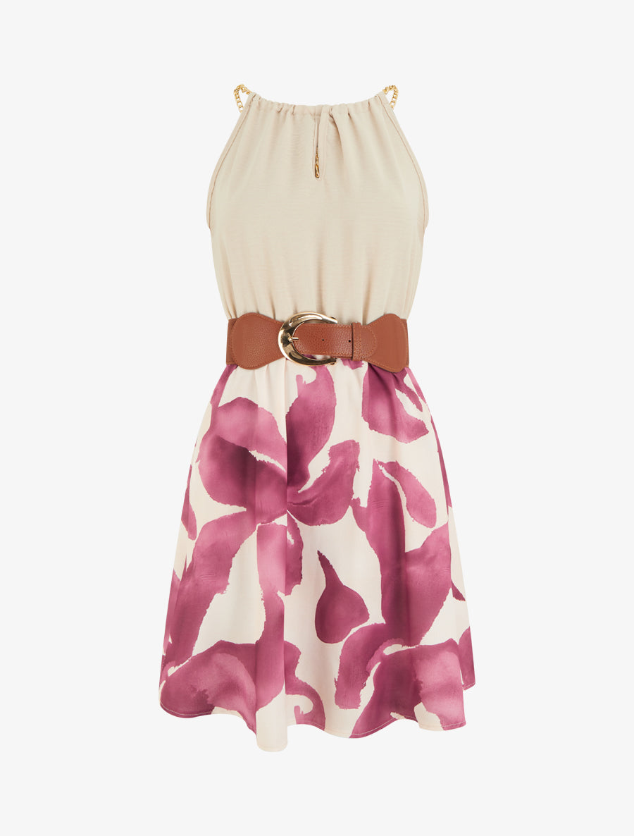 Robe à bretelles chaînes imprimé graphique - Violet - 1