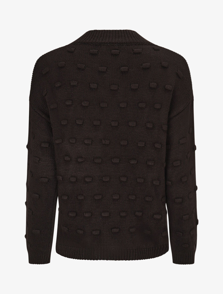 Pull en maille à rectangles en relief - Noir - 2
