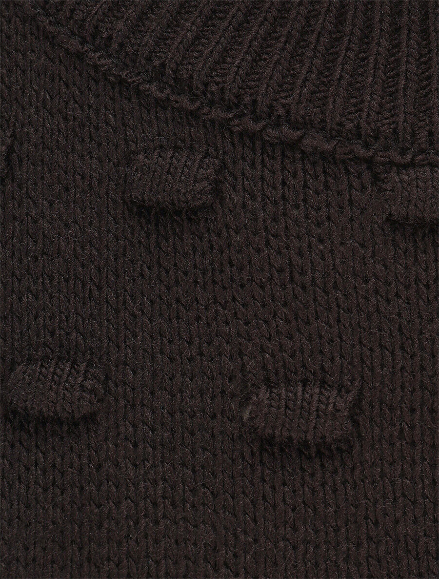 Pull en maille à rectangles en relief - Noir - 3