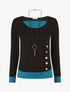 Pull fin effet superposé - Noir/bleu canard - 1