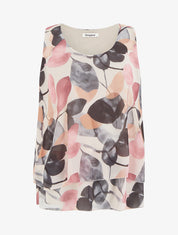 Top imprimé feuilles à bords volantés - Noir - 1