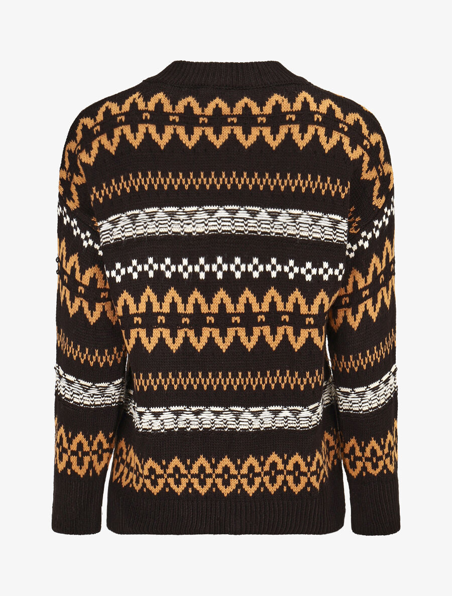 Pull en maille imprimé fantaisie - Noir - 2