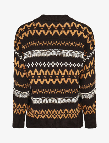 Pull en maille imprimé fantaisie - Noir - 2