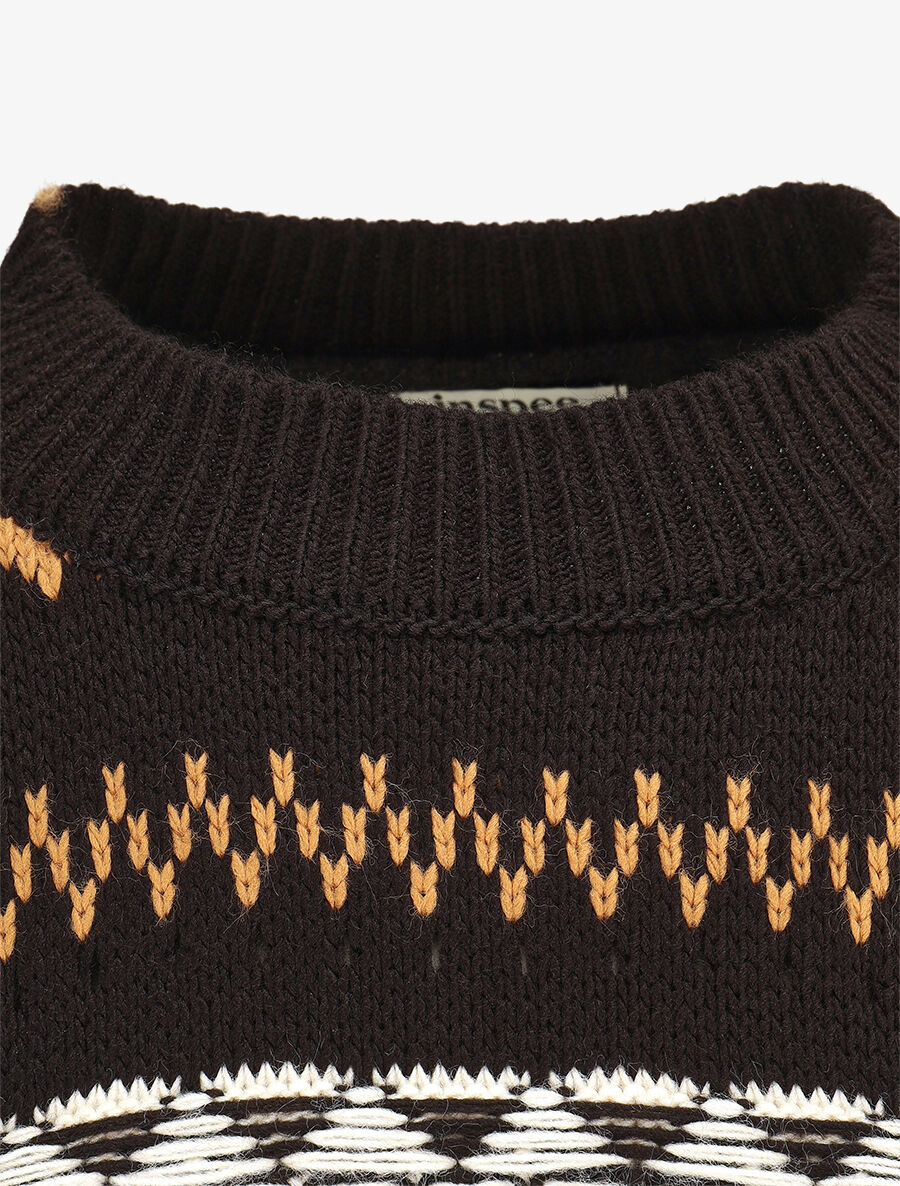 Pull en maille imprimé fantaisie - Noir - 3
