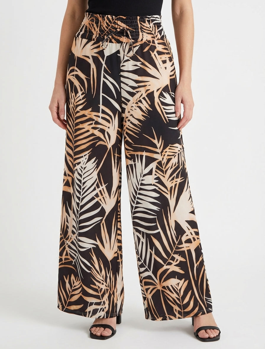 Pantalon fluide imprimé à liens - Noir
